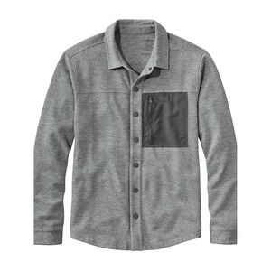 LL Bean Mens Slightly Fitted Shirt Jacket Gray Snap Front 516015 L REG